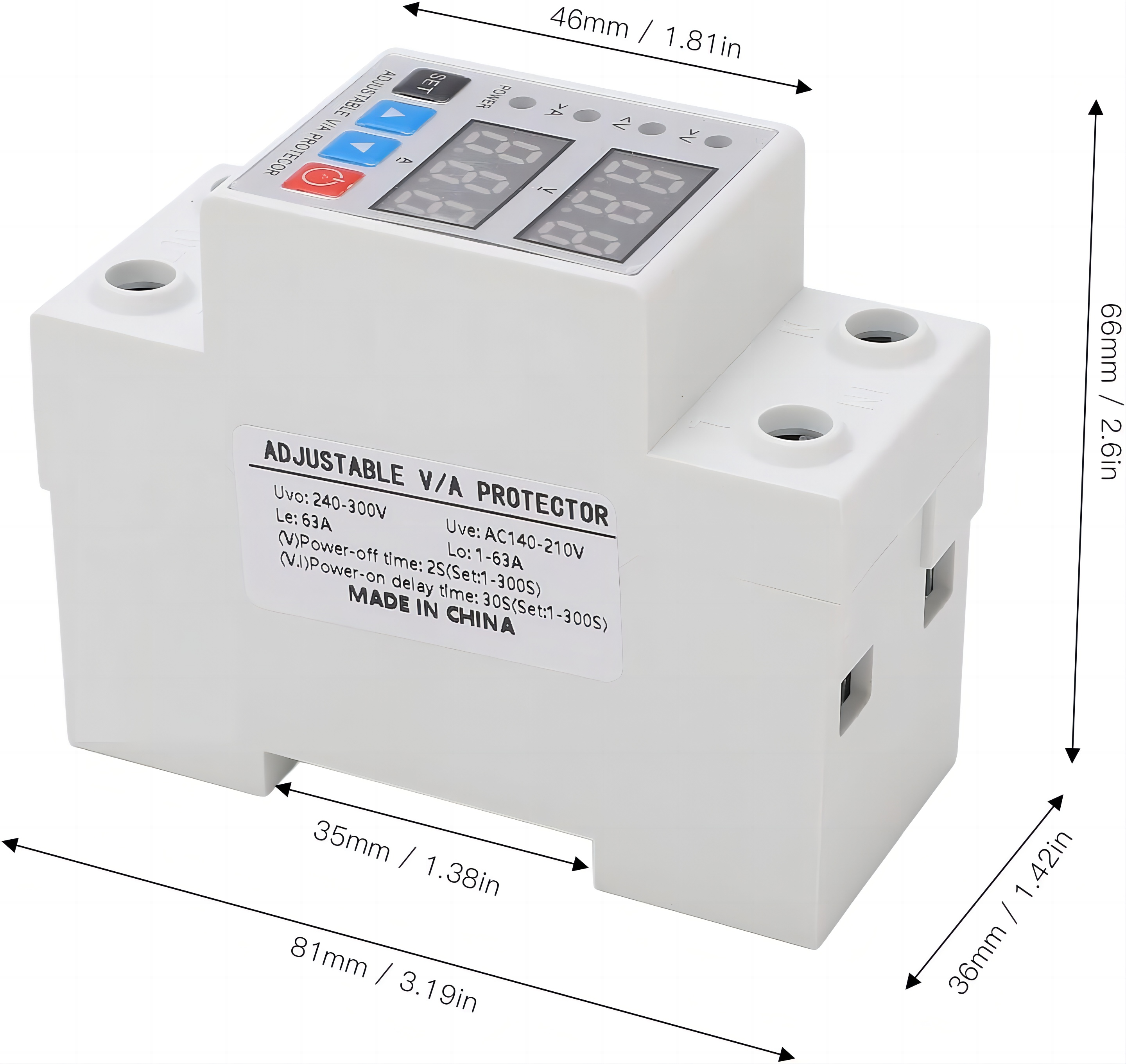 Releu monofazic si contor de energie, Excitat®, reglabil, digital, 63A, 230V, protectie supratensiune si suprasarcina, Alb 9 Unknown Image