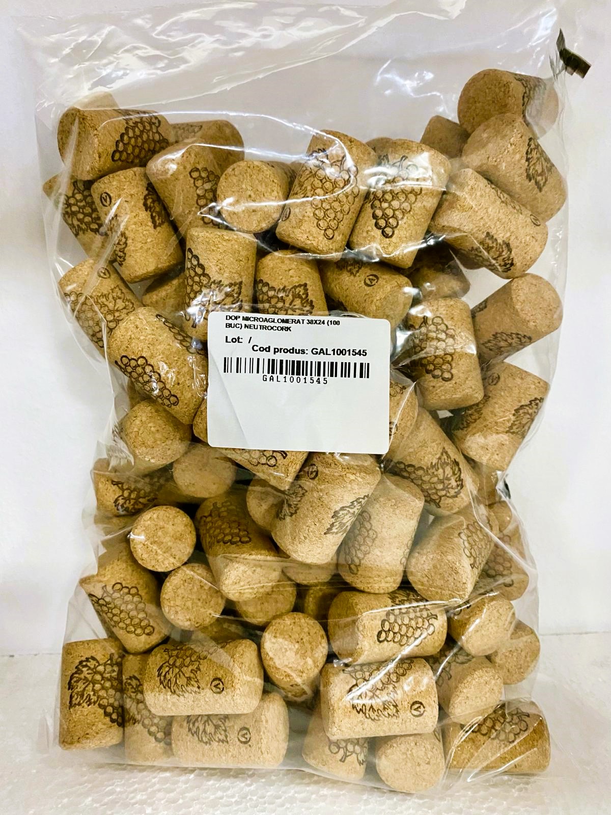 Produse vinificatie - Set 100 bucati dop pluta microaglomerata 38x24mm