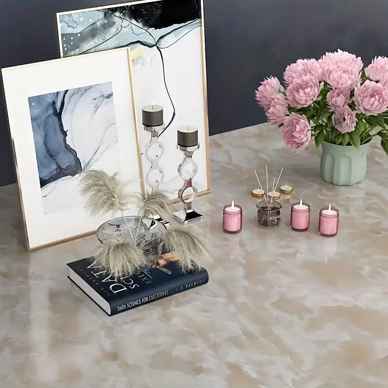 Set 10x Tapet Marmura, AT PERFORMANCE®, suprafata acoperire 1.8 mp, autoadeziv, waterproof, usor de montat, design modern, 30x60 cm, bej inchis. - Tapet și pardoseli - atMag.ro