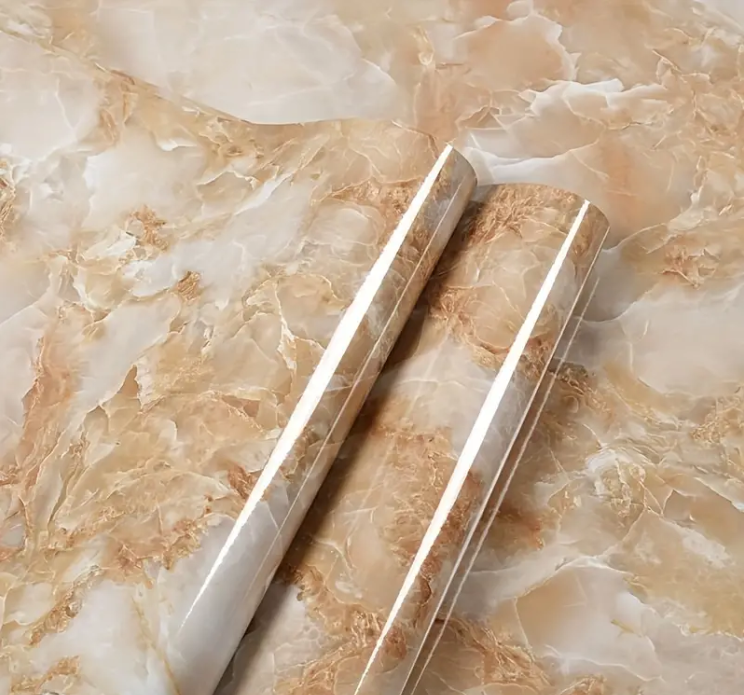Rola tapet modern, imitatie de marmura At Performance rezistent, la apa, vinil, compact, autoadeziv, 60cmx 300 cm, portocaliu cristal - Tapet - atMag.ro