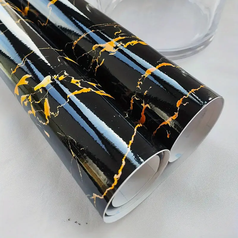 Rola tapet modern, imitatie de marmura At Performance rezistent, la apa, vinil, compact, autoadeziv, 60cmx 300 cm, negru - Tapet - atMag.ro