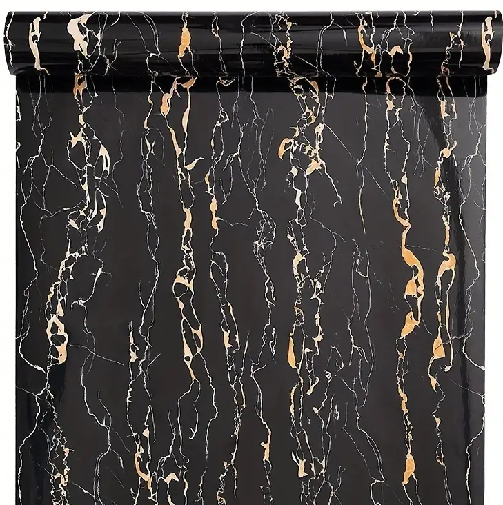 Rola tapet modern, imitatie de marmura At Performance rezistent, la apa, vinil, compact, autoadeziv, 60cmx 300 cm, negru - Tapet - atMag.ro