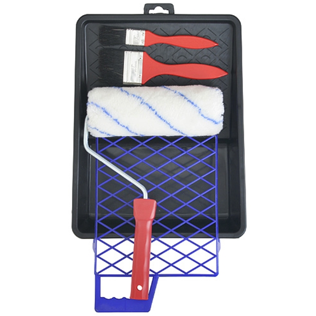 Unelte de vopsit si tencuit - Set pentru zugravit cu tava, gratar, trafalet 18cm si 2 pensule