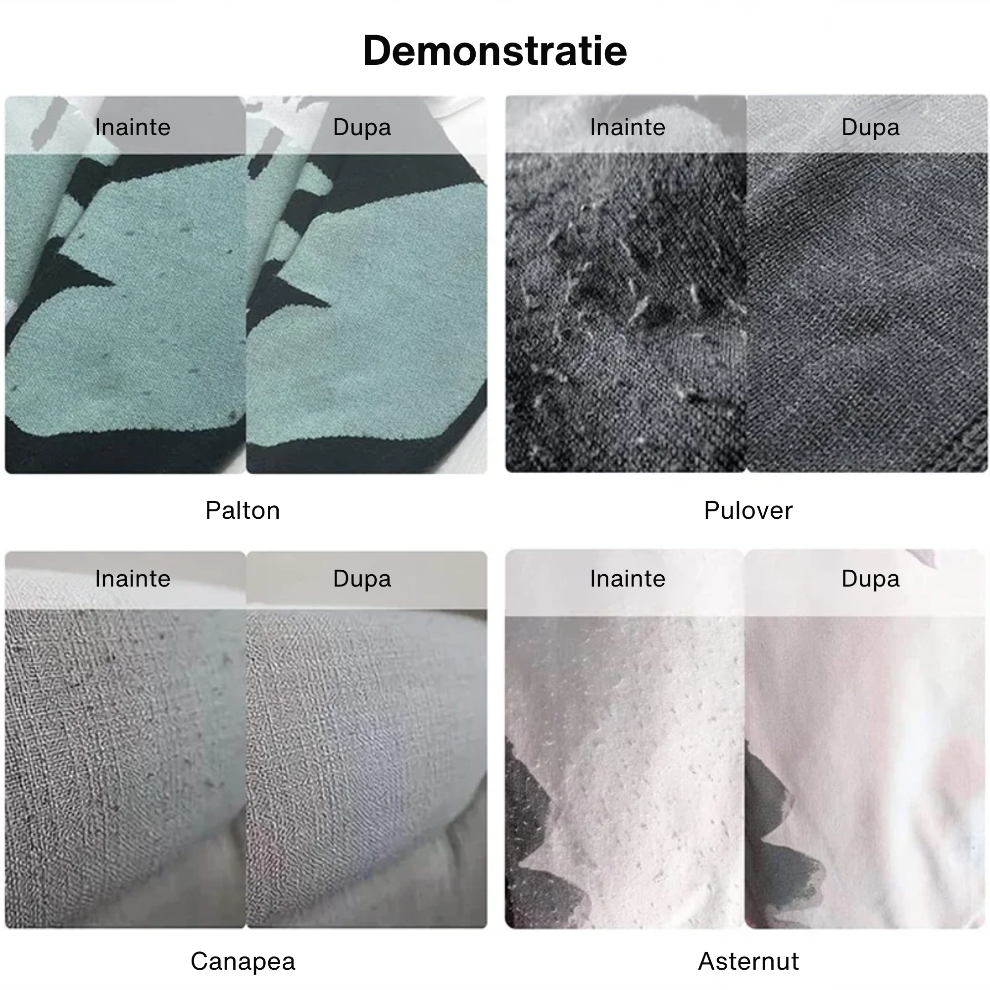 Imagine cu rezultate inainte si dupa utilizare