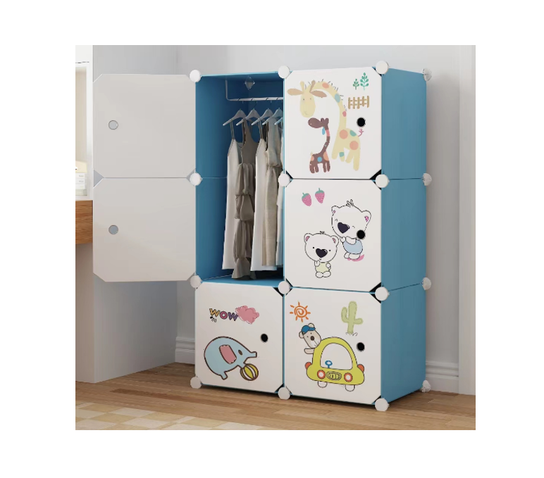 Dulap modular pentru copii, alb, AT PERFORMANCE®, 6 rafturi, durabil, 74X37X110 cm - Mobilier camera copii - atMag.ro