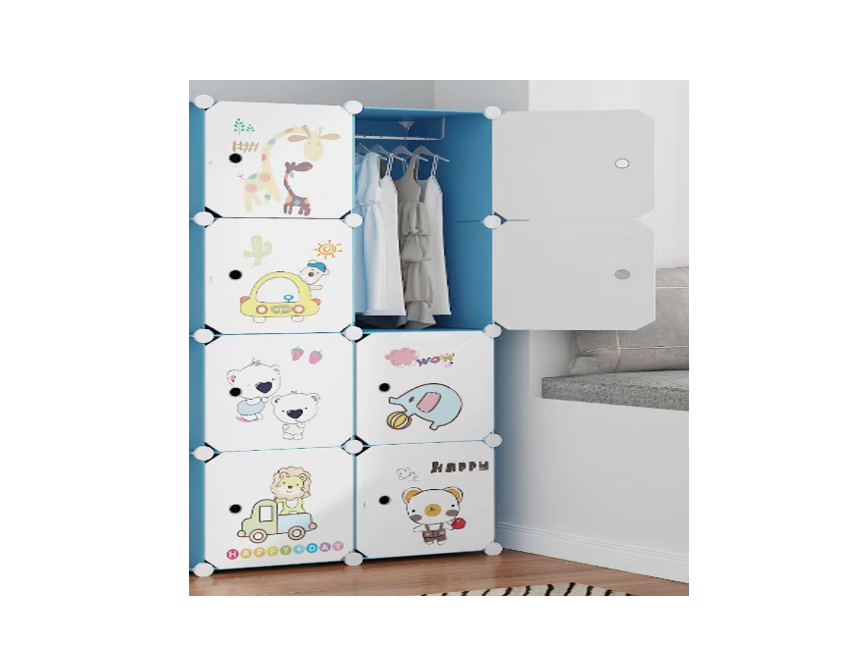 Dulap modular pentru copii, alb, AT PERFORMANCE®, 8 rafturi, durabil, 76X37X147 cm - Mobilier camera copii - atMag.ro