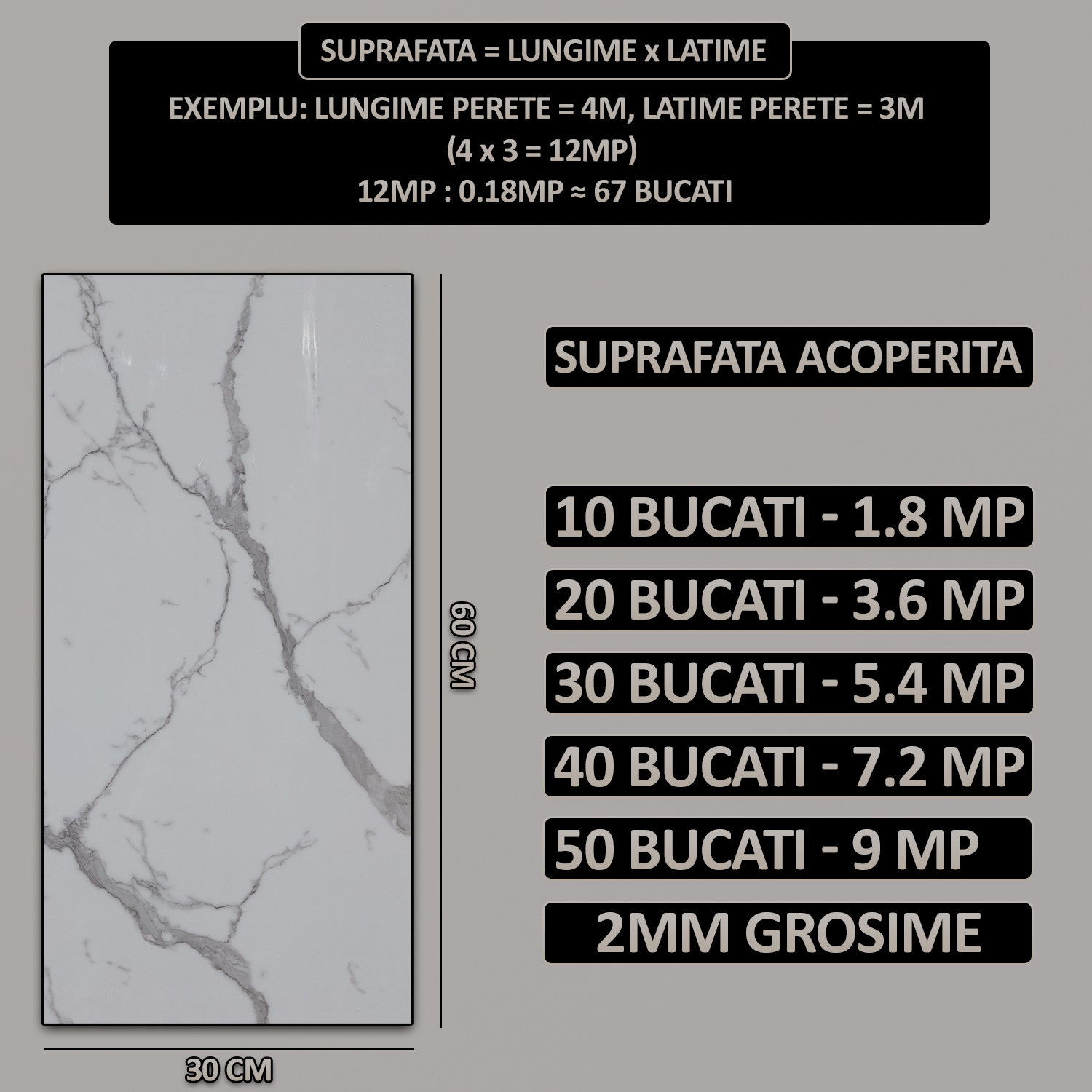 Tapet autoadeziv imitatie marmura NEXTLY, waterproof, ajustabil, adeziv puternic, usor de montat, suprafata acoperire 0.18 mp, 30x60 cm, 2mm grosime, 1 bucata P8803 6 48329869