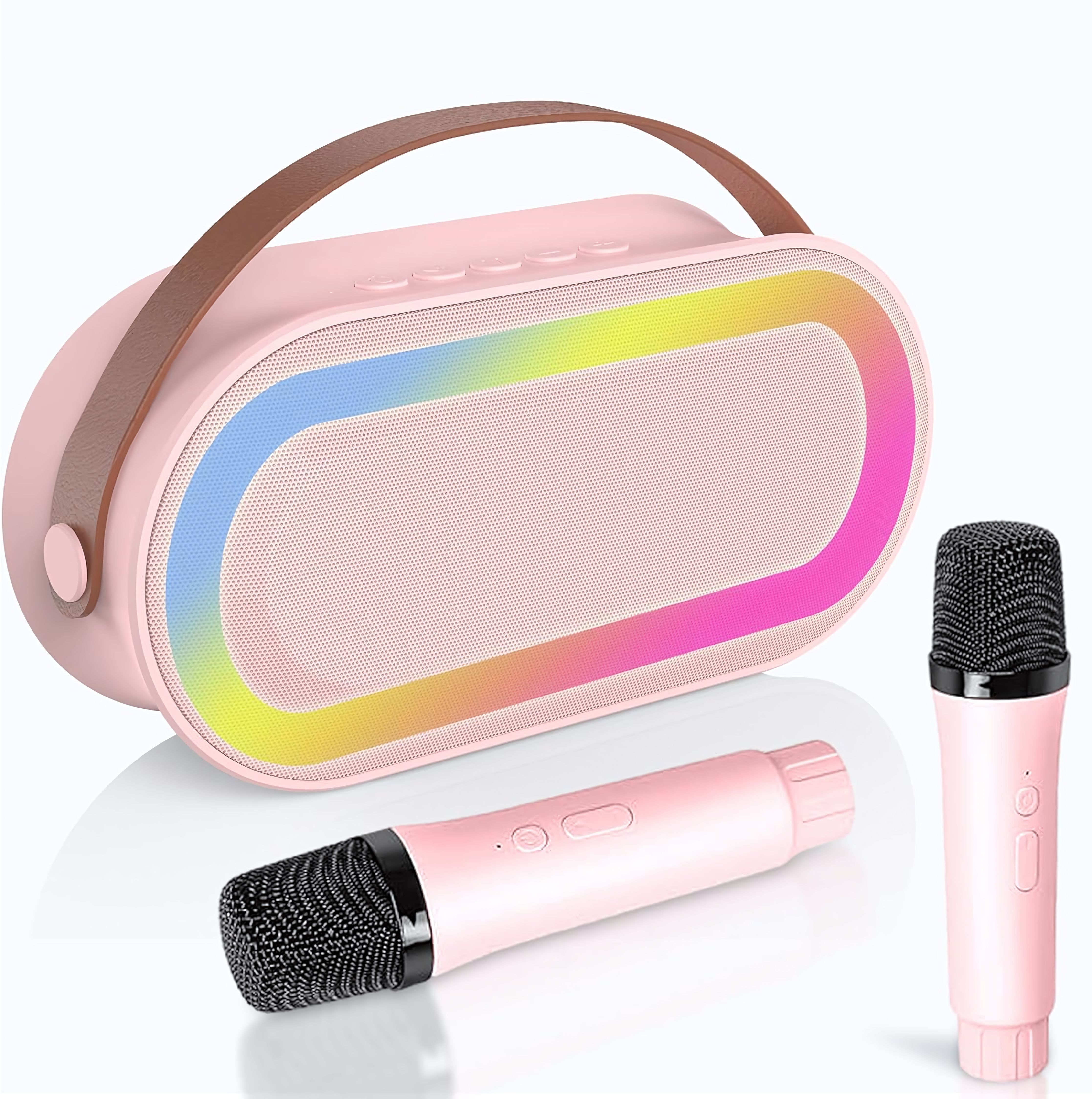 ✨ SMART DEALS - Microfon Karaoke Smart pentru copii si adulti, goBERA®, Wireless, Difuzor portabil Bluetooth, Efecte vocale, Potrivit pentru petreceri si sarbatori, Lumini LED, 2 microfoane wireless, 4 efecte voce, M
