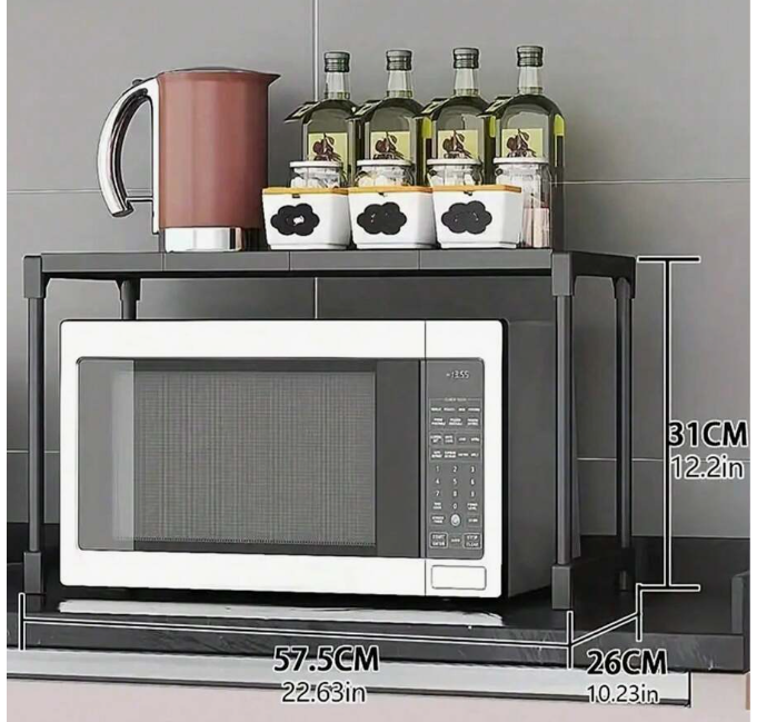 Raft bucatarie, At Performance, negru, ajustabil, 57.5 x 26 x 31 cm, ABS - Organizare si depozitare - atMag.ro