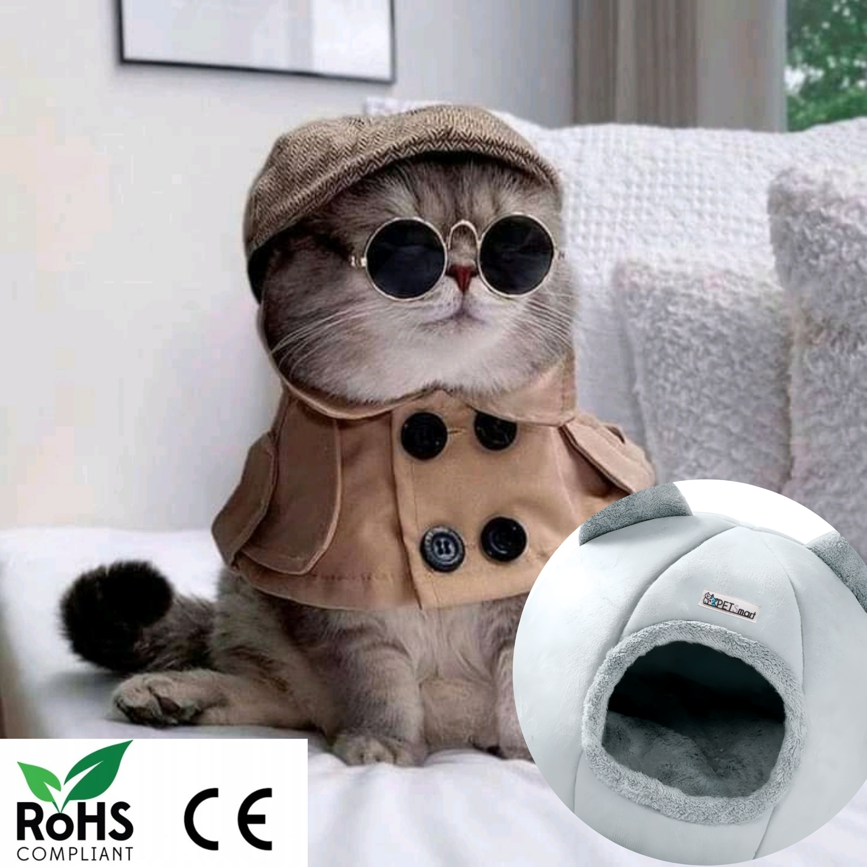 затворен подслон за котки с неплъзгащо се дъно