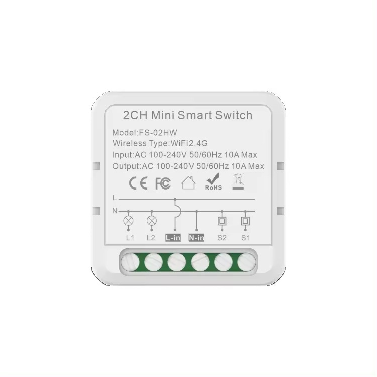 Relee - Mini Releu 2 Canale inteligent Wi-Fi cu Monitorizare Consum, programabil, Compatibil cu app Tuya, Smart Life, Control vocal, Alexa, Amazon, Google Home, 10A @SmartWiz