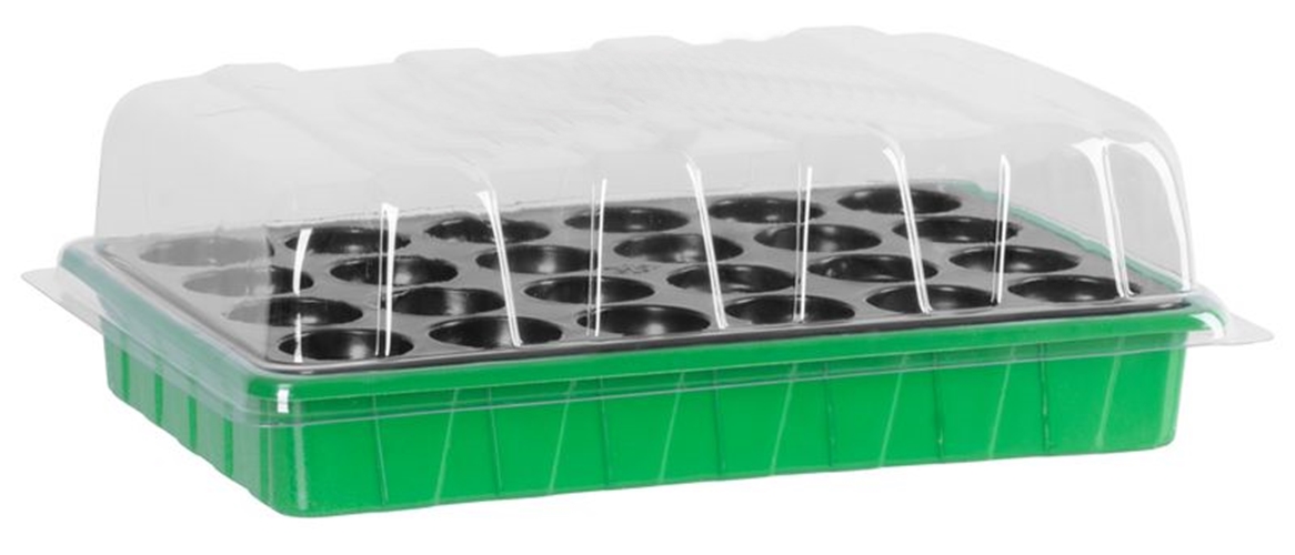 Sere si solarii - Tava pentru rasaduri cu capac din plastic transparent, 24 alveole, 33x23x10 cm