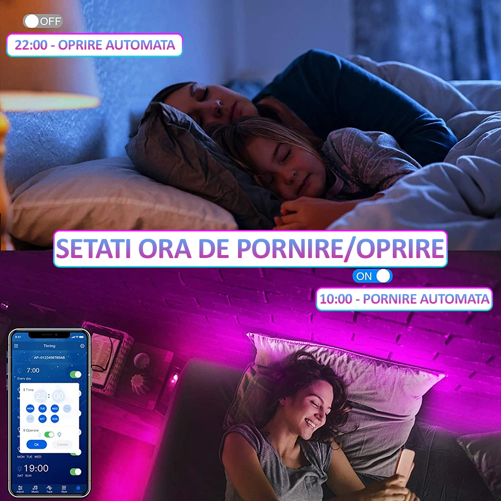 Banda led RGB 5050 NEXTLY, 5 metri, aplicatie telefon, adeziva, IP 20 ...