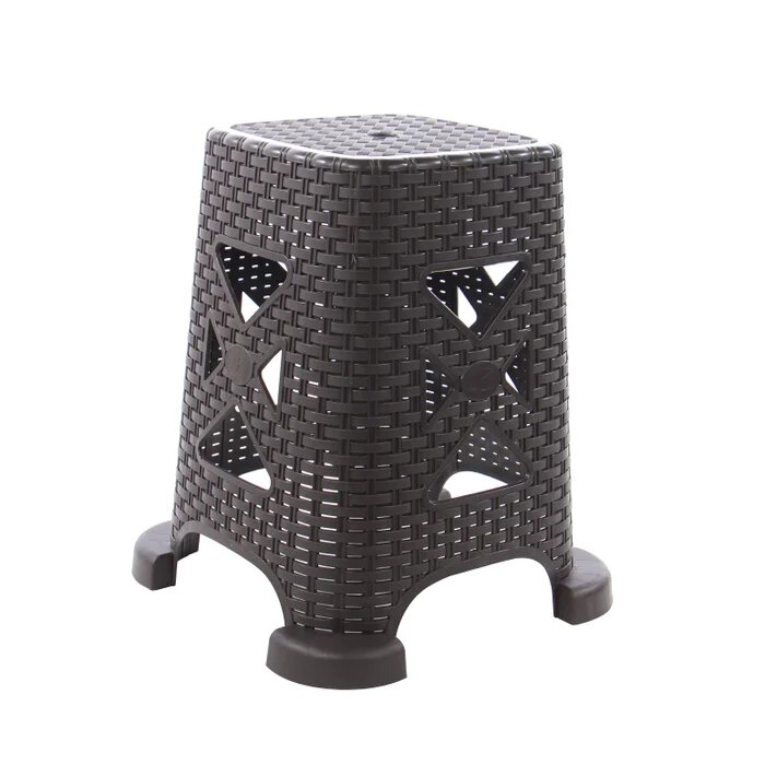 Taburet de gradina, terasa, din plastic, imitatie ratan, maro, Dolplast 2 49303366