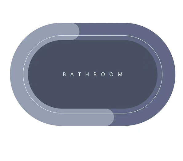 Produse - Covor de Baie Extra Absorbant SUPER TRENDS®, Substrat cu Uscare Rapida, Baza Antiderapanta, Oval, 60 x 40 cm, Albastru