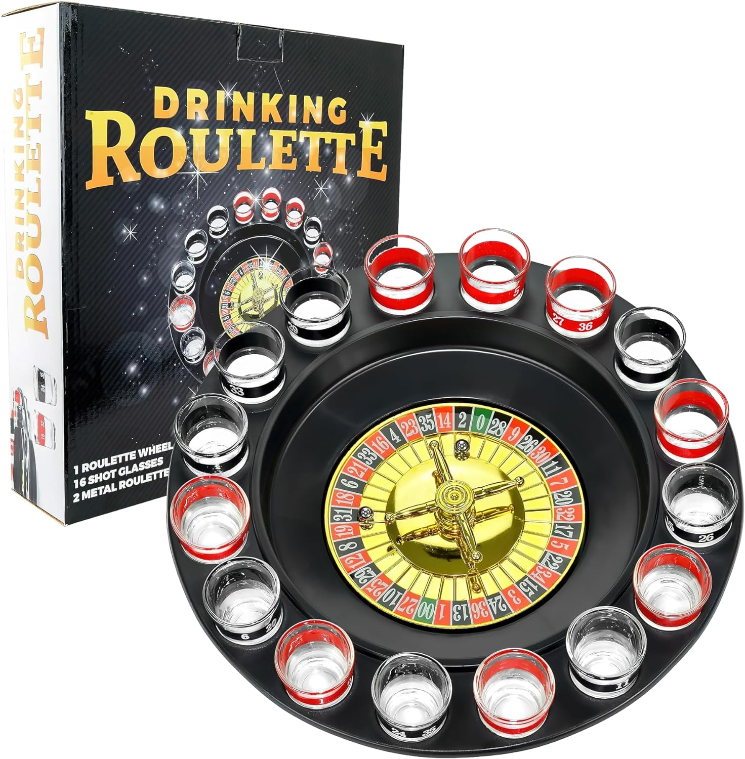 Produse - Joc de Baut Ruleta cu 16 Pahare de Shot SUPER TRENDS®, 30 cm, 25 ml