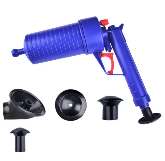 Produse - Pompa Profesionala 4 in 1 Pentru Desfundat WC SUPER TRENDS®, Chiuveta, Cada, Cabina de Dus, Instalatii Sanitare, Canalizare, cu Aer Comprimat, 4 Accesorii