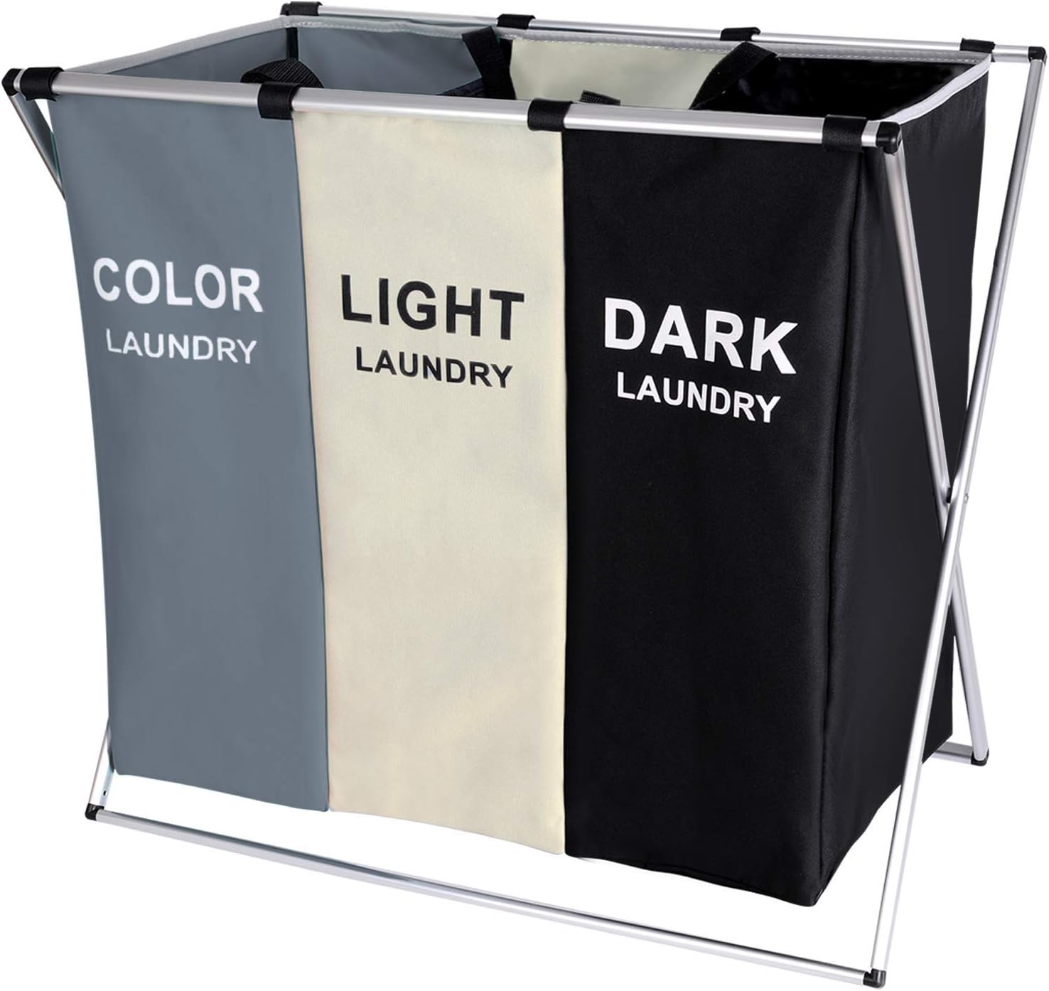 Produse - Cos de Rufe Murdare cu 3 Compartimente SUPER TRENDS®, Pliabil, Pentru Sortare si Organizare Haine, Material Textil, 62 x 37 x 58 cm