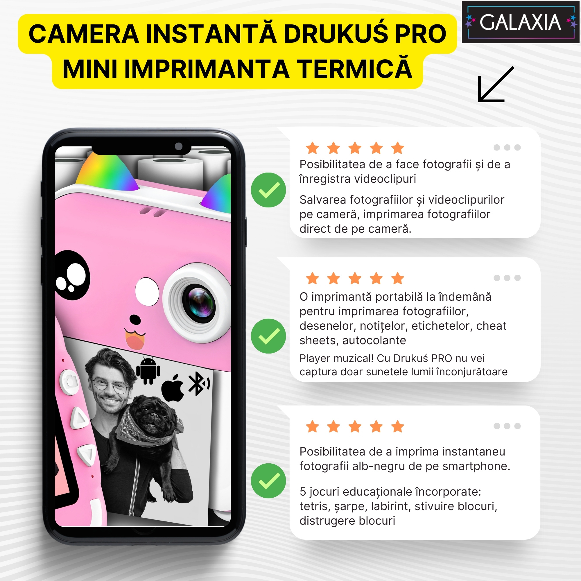 MINI HŐNYOMTATÓ DRUKUS PRO AZONNALI ESZKÖZ 20 TEkercses INGYENES WiFi modul