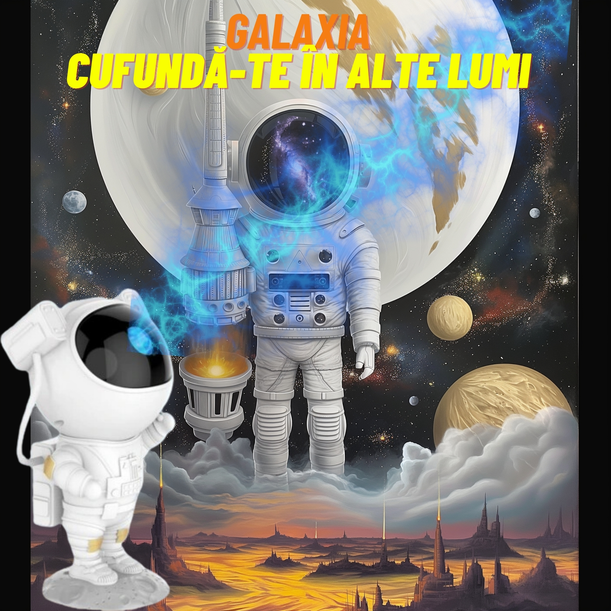 Proiector LED Laser Astronaut Rotatie 360 Grade Caracteristici