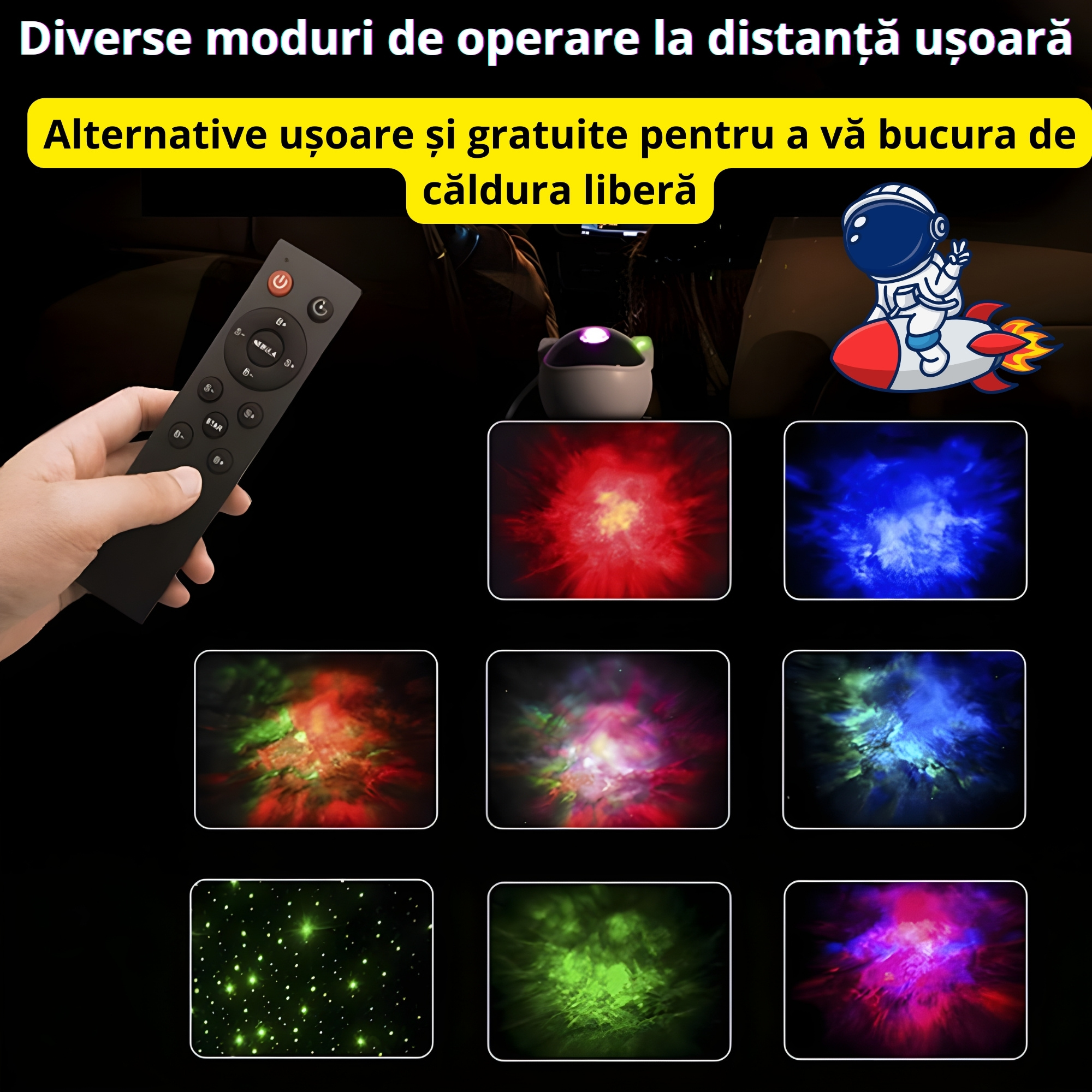 Proiector Stele LED Astronaut Reglare Luminozitate Nebuloasa Optiun