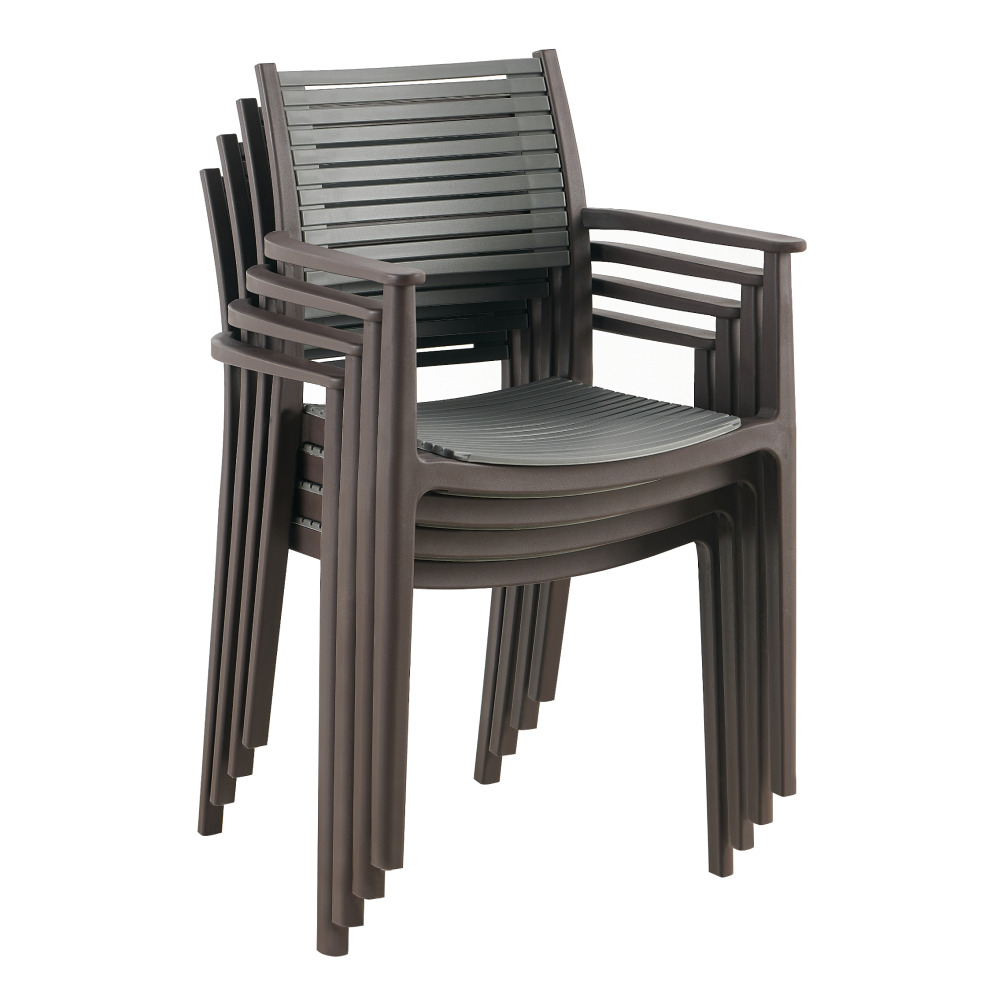Scaun DacEnergy©, confectionat din plastic, stivuibil, stil modern, 57 x 57 x 85, 5 cm, maro si gri 1 49673712