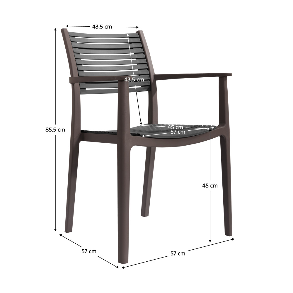 Scaun DacEnergy©, confectionat din plastic, stivuibil, stil modern, 57 x 57 x 85, 5 cm, maro si gri 2 49673714