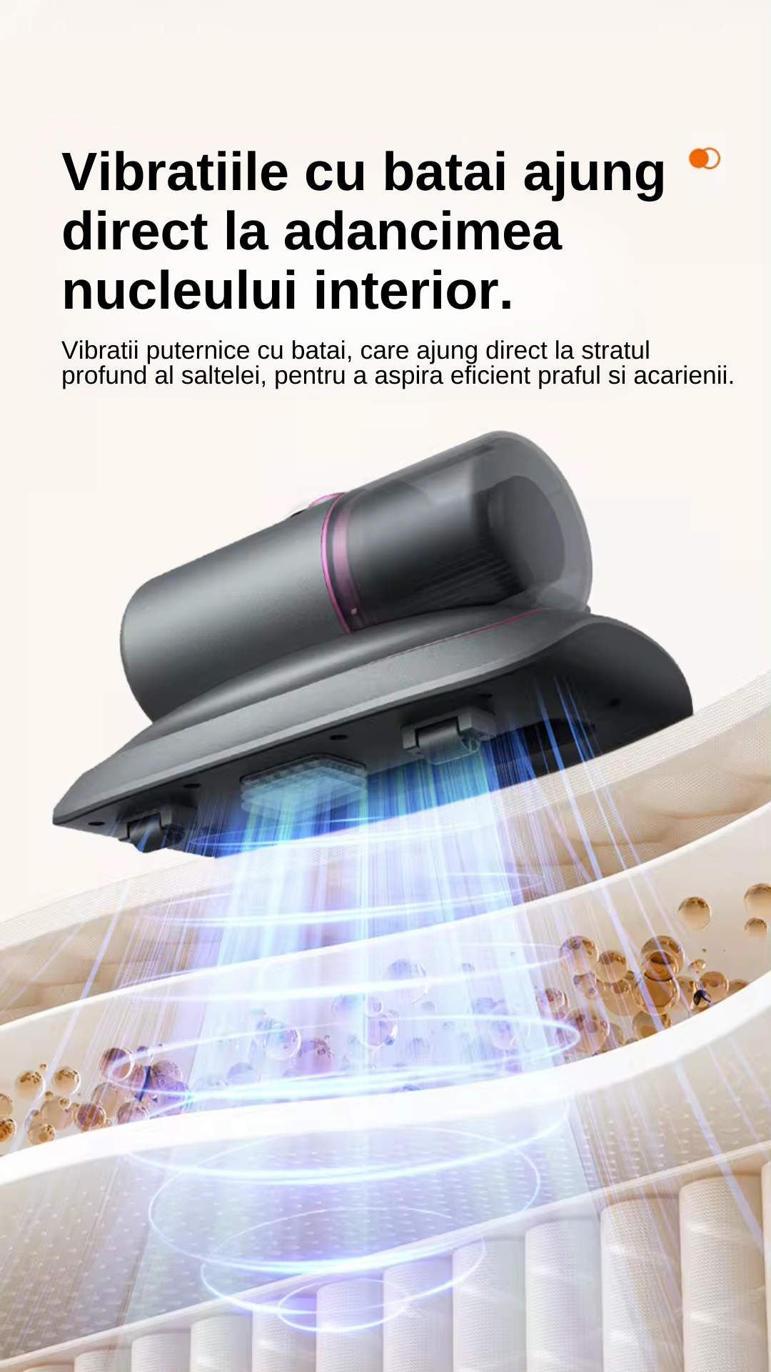 Aspirator Profesional LUDORA® de Mana Antiacarieni , 2 in 1 Tehnologie UV, Putere de Aspirare Mare de 12000pa, Filtru HEPA, Fara Sac si Fara Fir, 100W, Lumina UV Curatare Avansata, Portabil, Igienizare si Sterilizare Eficienta, Pentru Praf, Par Animale