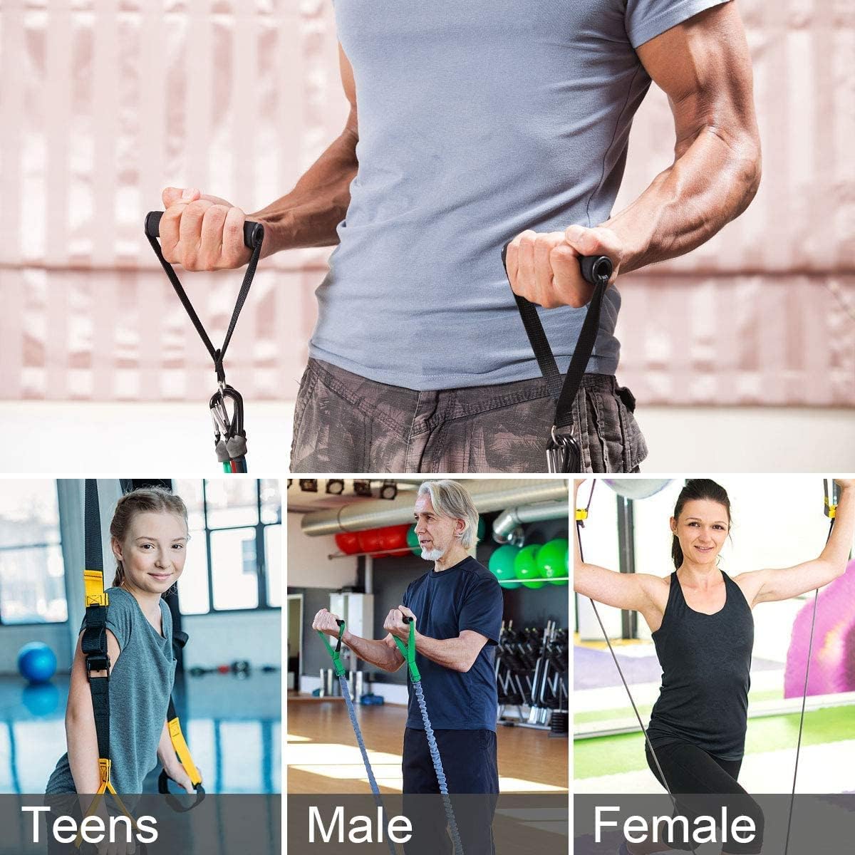 Set manere echipament de fitness, JENUOS®, sarcina maxima 100 kg