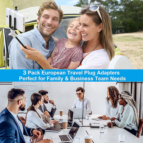 Set 3 adaptor Universal, Darklove, Cu 2 pini, 10A-240V, Conductor de cupru pur, Portabil, Pentru difuzoare bluetooth, laptopuri si telefon mobil, Compatibil Spania, Germania, Rusia si Finlanda, ABS, 3.5x3.5x6.7cm, Negru 2 50303356
