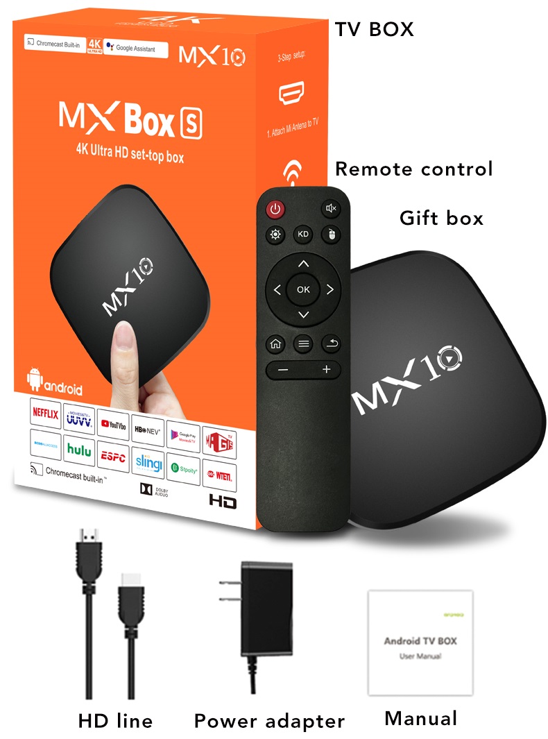Smart TV Box Mini PC EXCITAT® MX10, 4K HDR, Quad-core, Android 7.1