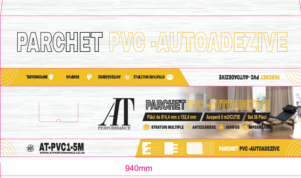 Set 36 Placi, De Pardoseala, AT PERFORMANCE®, durabil, autoadezive, PVC, 914.4mm x152.4mm, mm 5 m²/box, Crem degrade - Parchet si pardoseli - Placi autoadezive pardoseala - atMag.ro