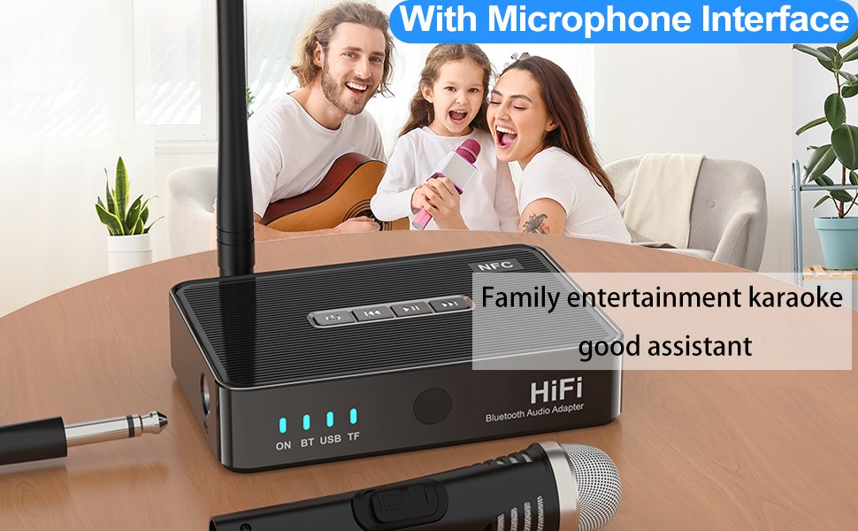 Adaptor audio Bluetooth AdyMel®, Suport SD card si USB, cu Acumulator, NFC, Telecomanda, HD, RCA, AUX jack 3.5 mm pentru Casti, TV, Masina, Sistem Audio, Home Cinema, Laptop, PC, Negru [3]