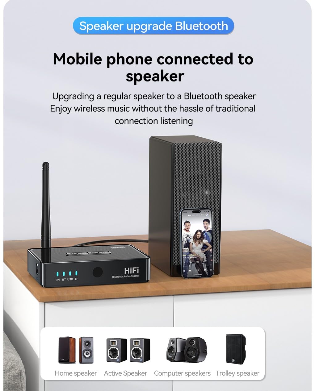 Adaptor audio Bluetooth AdyMel®, Suport SD card si USB, cu Acumulator, NFC, Telecomanda, HD, RCA, AUX jack 3.5 mm pentru Casti, TV, Masina, Sistem Audio, Home Cinema, Laptop, PC, Negru [7]