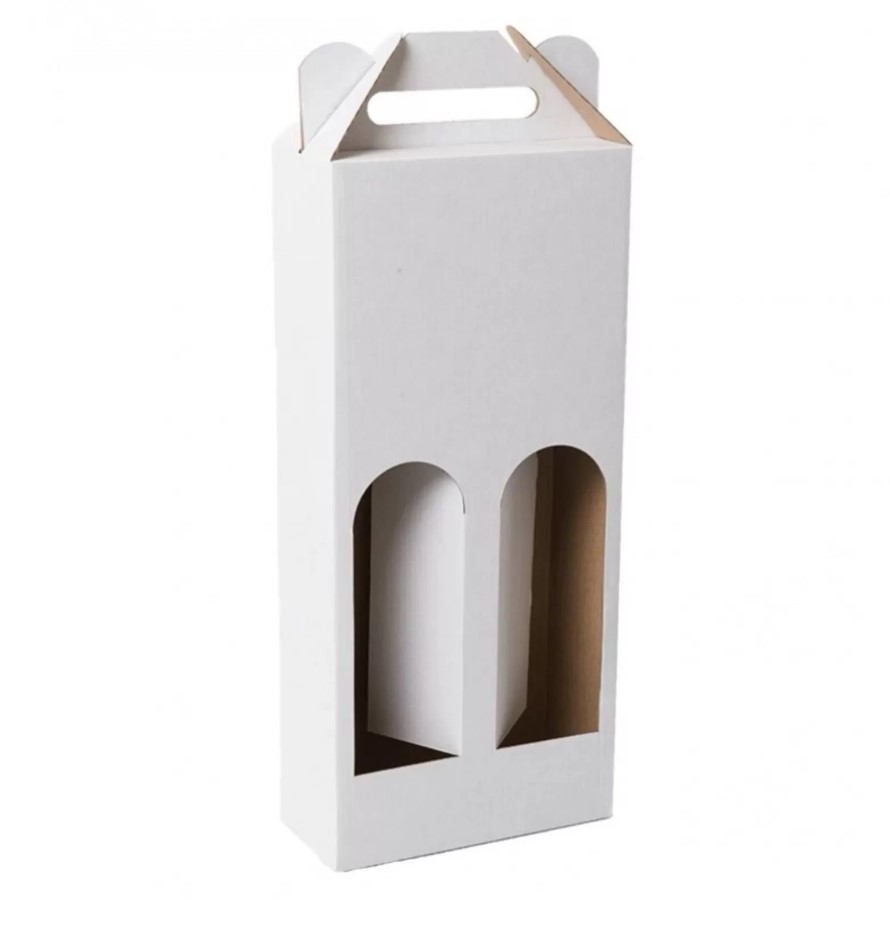 Articole ambalare - Set 20 Cutie carton albit pentru doua sticle vin