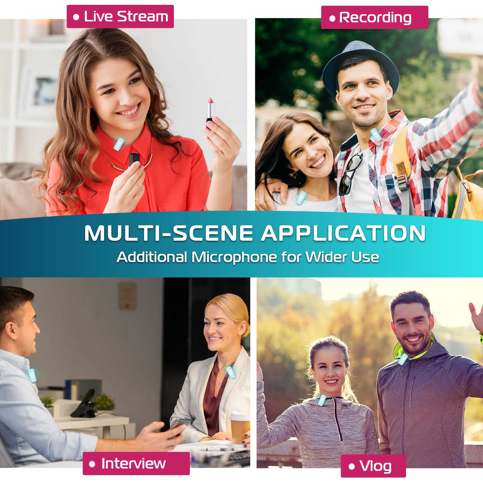 Lavaliera alba AdyMel®, microfoane profesionale wireless cu carcasa de incarcare, Conector Lightning-Apple, pentru Vlogging, Interviuri, Intalniri, Streaming live, Inregistrare video [10]