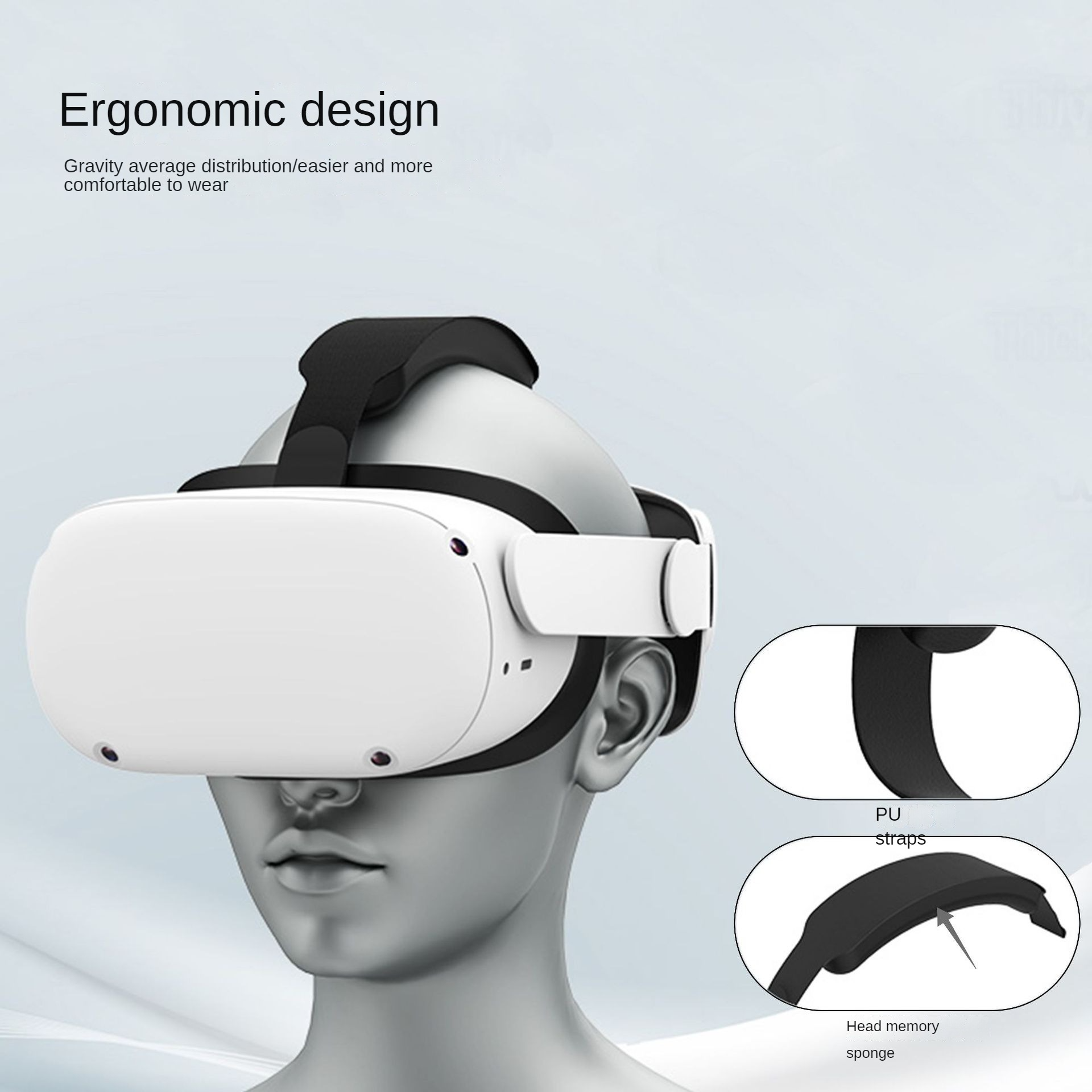 Castile Vr Curea cap ajustabila ergonomica pentru Meta/Oculus Quest 2, cu perna ...