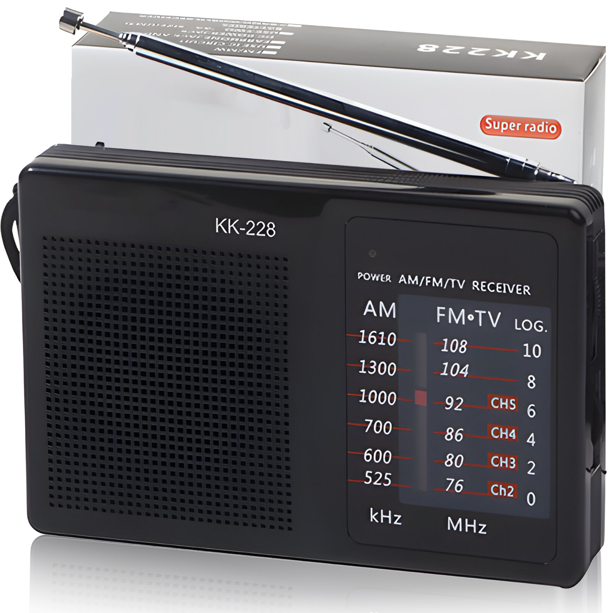 Radio Portabil Retoo KK-228 cu Mufa Casti AUX Jack 3.5mm si Antena