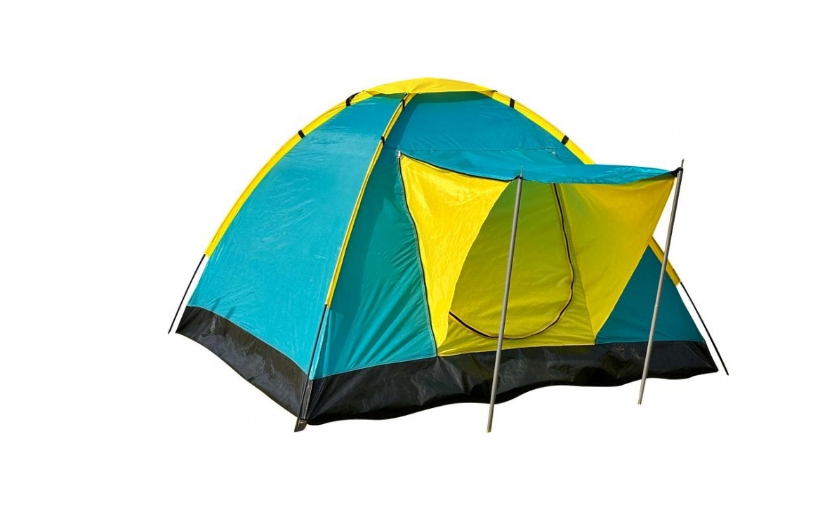 Corturi camping - Cort pentru camping si drumetie, SGTT Relax pentru 3-4 persoane, din poliester si fibra, inchidere frontala. rezistent UV si apa, 205x205x120 cm