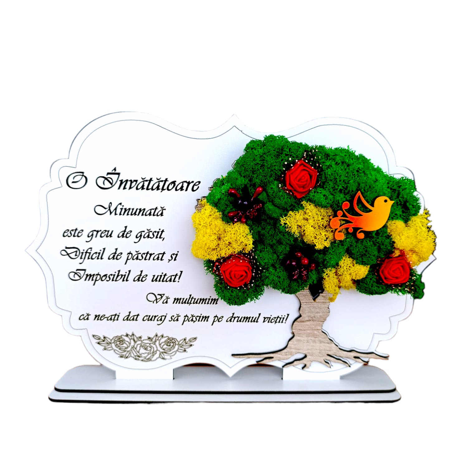 Cadouri Invatatoare - Tablou copac cu licheni, personalizat pentru Invatatoare