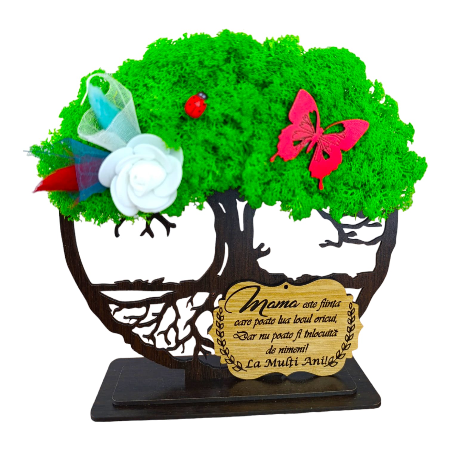 Cadouri Mama - Copacul vietii cu licheni, personalizat pentru Mama, model 2, wenge