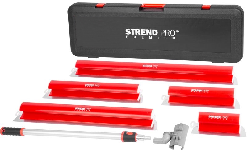 Unelte de vopsit si tencuit - Set profesional cu 5 gletiere din inox 0. 3mm, maner telescopic, geanta transport, 25, 40, 60, 80, 100 cm