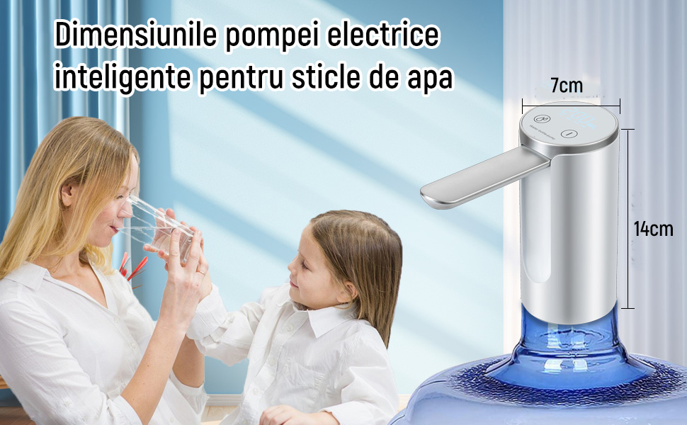 Pompa Electrica pentru Bidon de Apa, Pliabil, Dozator cu ecran digital, Indicator nivel baterie, Dozarea cantitatii de apa, Compatibil cu Bidoane de Apa de 5L/10L/15L/20L, ABS, Vaxiuja, Alb 2 53021667