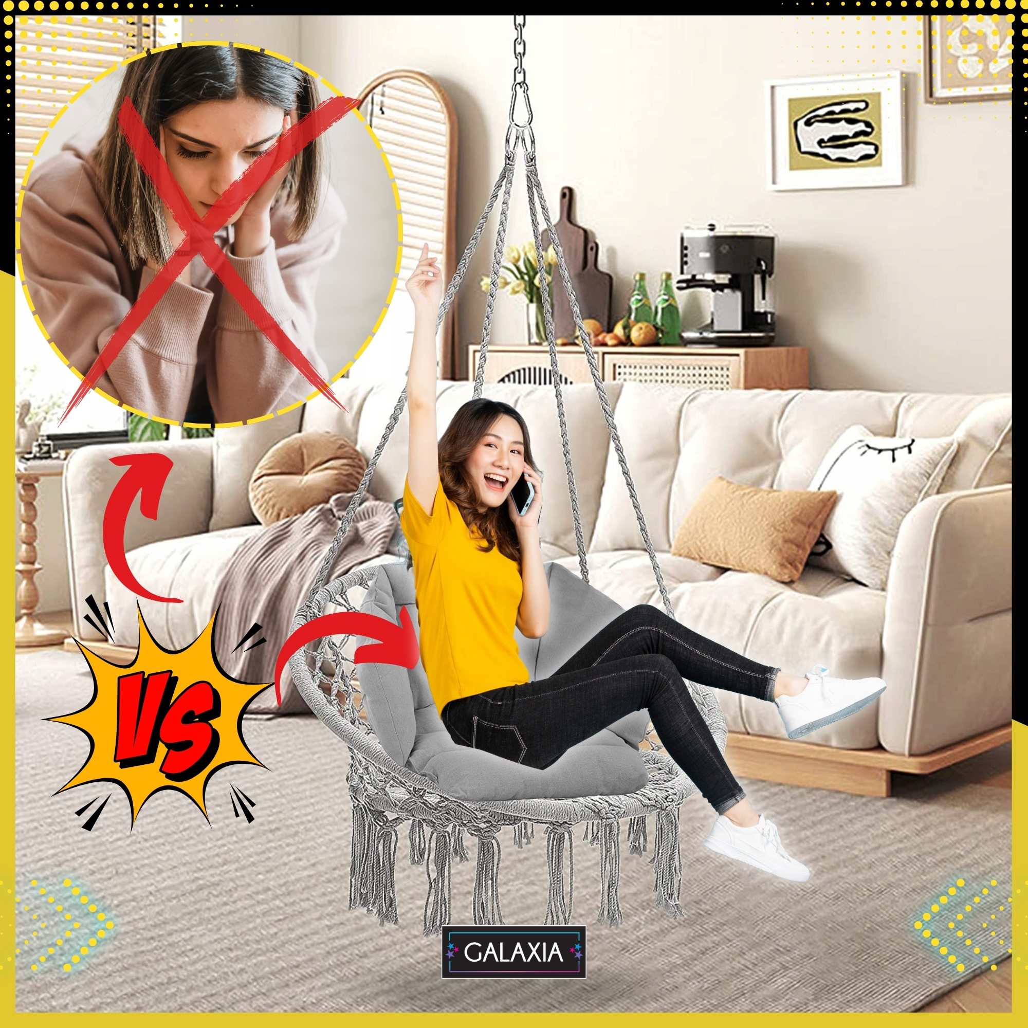 Окачено кресло Щъркелово гнездо 80см Бохо