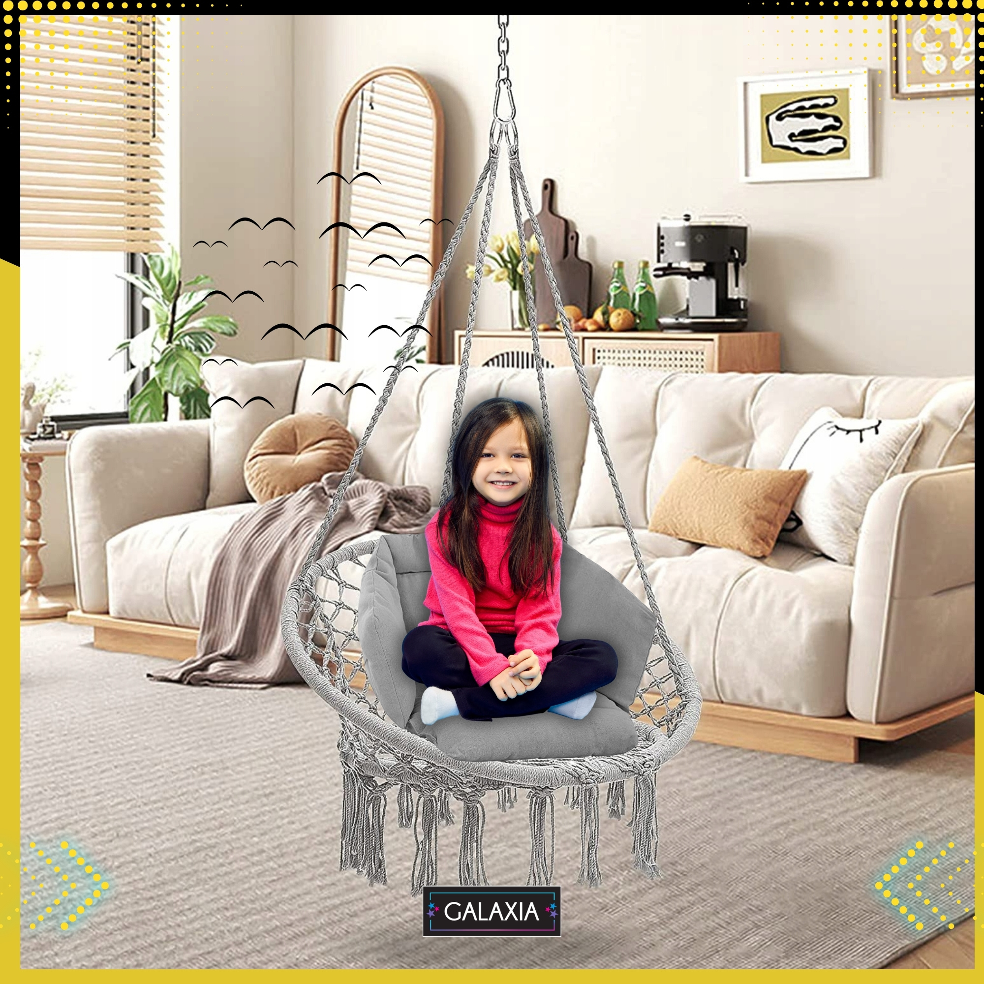 Градинска люлка Бохо Щъркелово гнездо 80см Сива