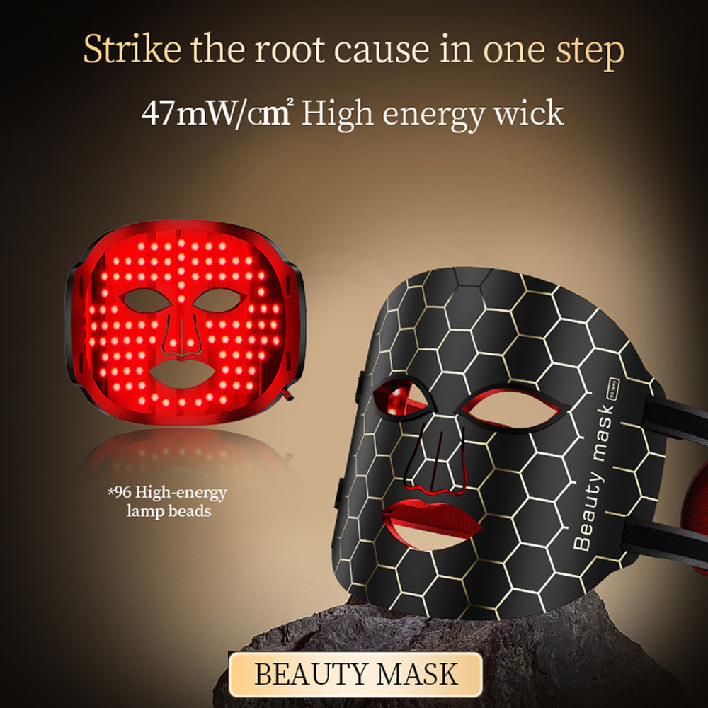 Masca faciala fototerapie, ZXJDN®, 96 lumini LED, 7 moduri de
