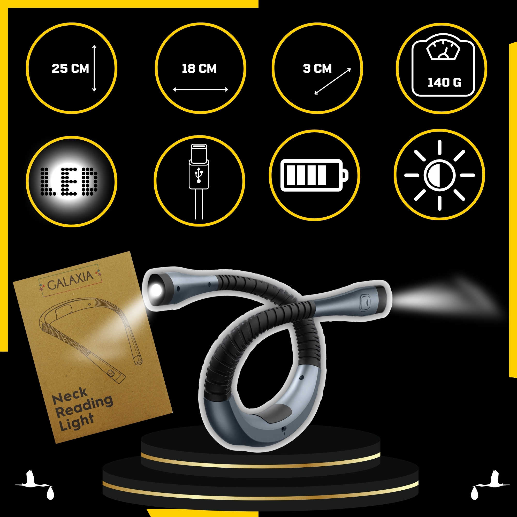 Lampa LED pentru gat pentru citit, 3 culori GALAXIA