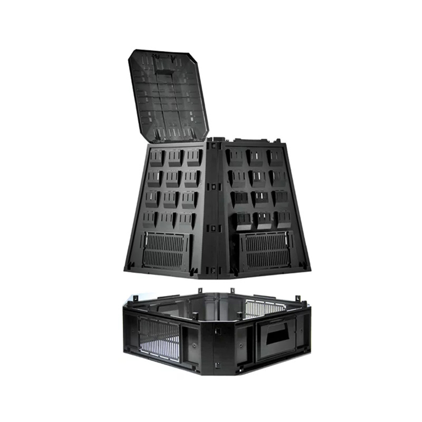 Compostor de gradina, capacitate 850 l, negru, demontabil, 910x900x1345 mm [2]