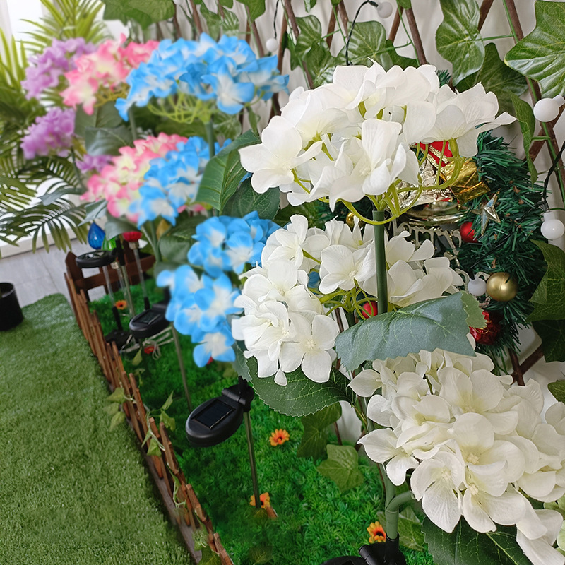 Lampa solara de gradina decoratiune LED Rqiurpn, 3 capete Hydrangea Rose, flexibila, IP44, Acumulator 600mAh, negru|alb|verde 1 Unknown Image