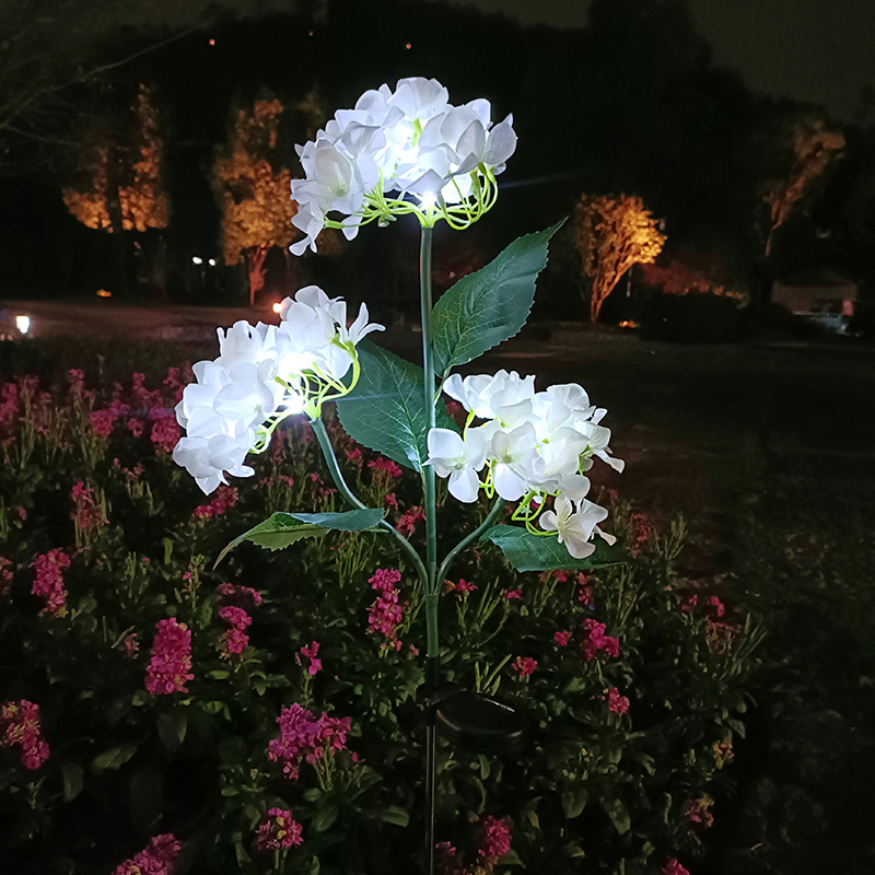 Lampa solara de gradina decoratiune LED Rqiurpn, 3 capete Hydrangea Rose, flexibila, IP44, Acumulator 600mAh, negru|alb|verde 4 Unknown Image